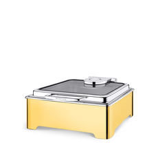 Glass Lid Square Chafing Dish WL‑591.020.130/H, Color: Gold, Centimetres: 43.5 x 39.5 x 20.5