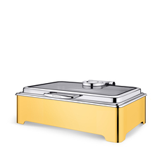 Glass Lid Rectangular Chafing Dish WL‑591.030.130/H, Color: Gold, Centimetres: 57 x 44 x 20.5