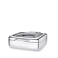 Glass Lid Square Chafer with Induction Bottom WL‑591.550.110/H, Color: Silver, Centimetres: 46 x 41 x 16.5