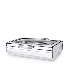Glass Lid Rectangular Chafer with Induction Bottom WL‑591.560.110/H, Color: Silver, Centimetres: 58.5 x 49 x 17.5