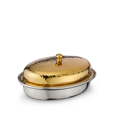 Oval Serving Dish with Lid WL‑545.280.230/A, Color: Gold, Centimetres: 22 x 15.5 x 8