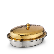 Oval Serving Dish with Lid WL‑545.290.230/A, Color: Gold, Centimetres: 24 x 17.5 x 9