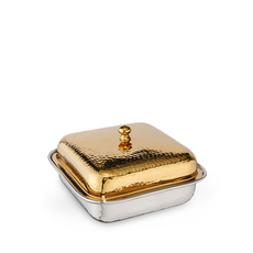 Square Serving Dish with Lid WL‑545.460.230/A, Color: Gold, Centimetres: 18 x 18 x 8