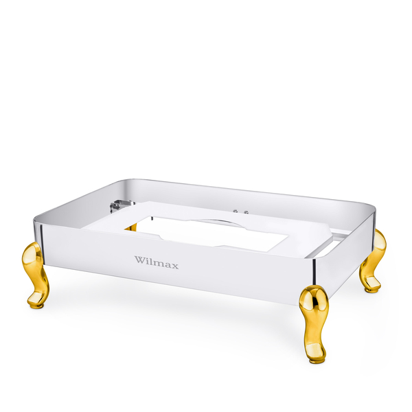 Chafer Stand Rectangular WL‑591.760.130/H (OLD: 559949), Color: Gold, Polish: Mirror, Centimetres: 59.5 x 37 x 17.5