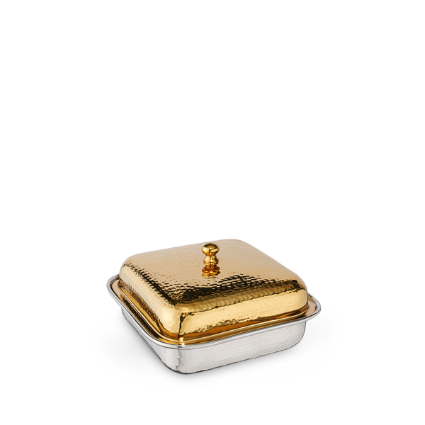 Square Serving Dish with Lid WL‑545.440.230/A, Color: Gold, Centimetres: 14 x 14 x 7