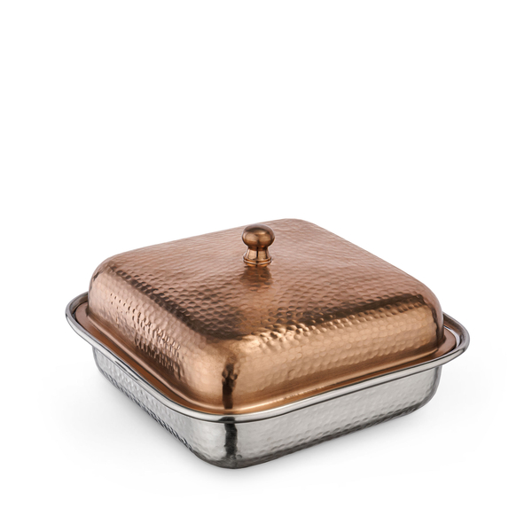 Square Serving Dish with Lid WL‑545.480.225/A, Color: Bronze Matt, Centimetres: 22 x 22 x 9