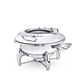 Glass Lid Round Chafing Dish with Stand WL‑591.310.110/H (OLD: 559911), Color: Silver, Centimetres: 52 x 45.5 x 33, Mililiters: 6000
