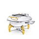 Glass Lid Round Chafing Dish with Stand WL‑591.310.130/H (OLD: 559921), Color: Gold, Centimetres: 52 x 45.5 x 33, Mililiters: 6000