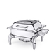 Glass Lid Square Chafing Dish with Stand WL‑591.320.110/H (OLD: 559912), Color: Silver, Centimetres: 45.5 x 41 x 33